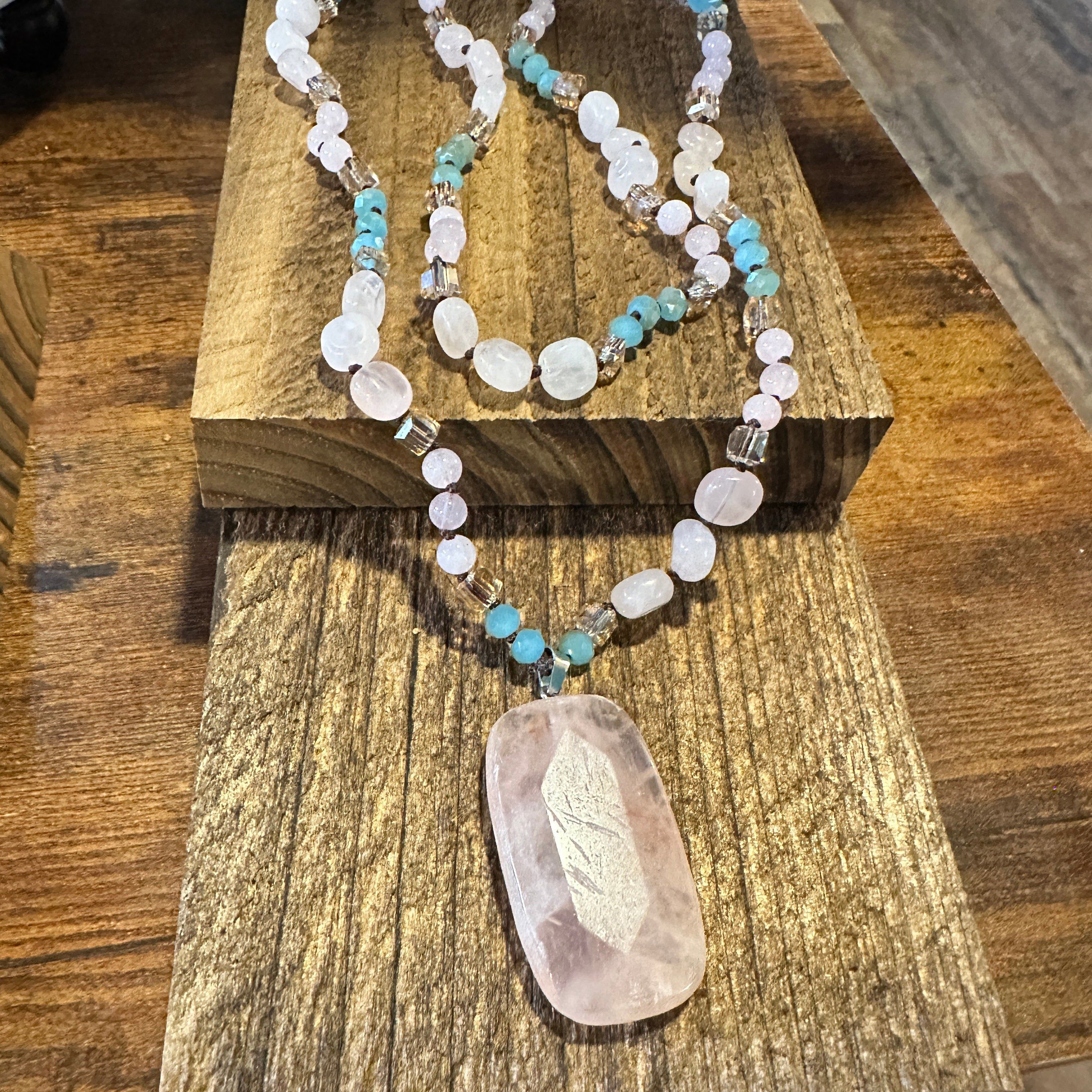 Other Bohemian Natural Pink Quartz Pendant Necklace | Handcrafted Size ONE SIZE - 3 Thumbnail