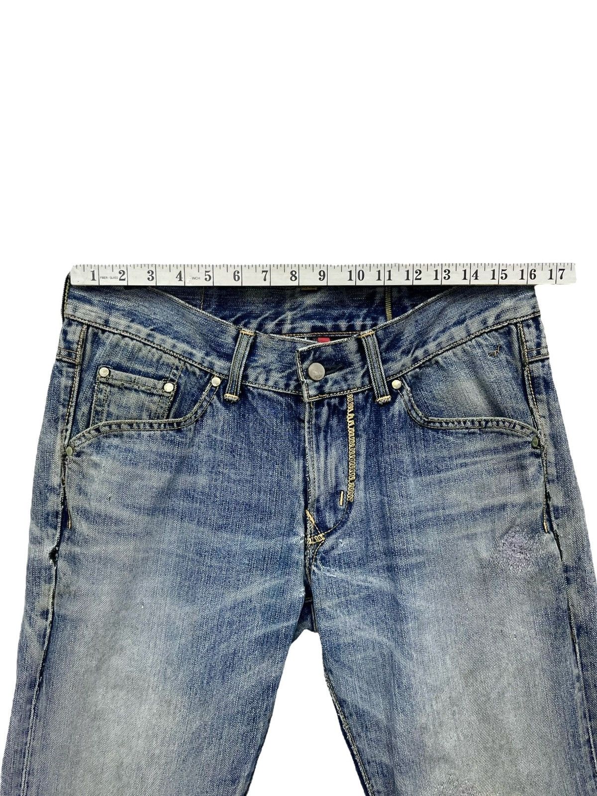 Edwin 🔥Vintage Aging Patina Distressed Denim Süper Flare Jeans Size US 31 - 22 Thumbnail