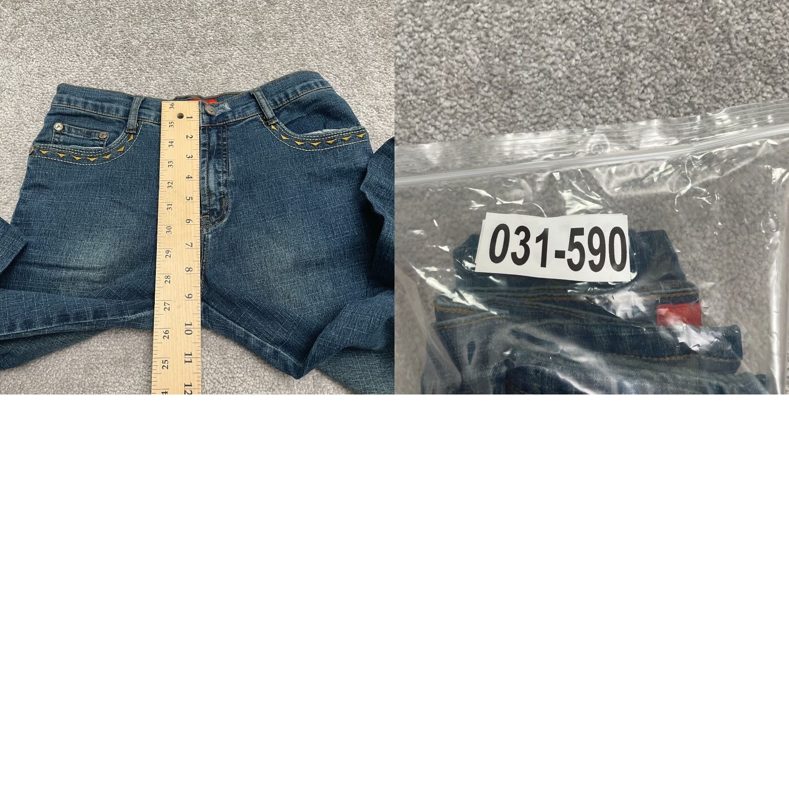 Denime GES Jeans Bootcut Denim Womens 27 Blue Mid Rise Embroidered Pockets 26x27 Casual Regular Size 5-Pocket Design USA Classic Size 27" / US 4 / IT 40 - 9 Thumbnail