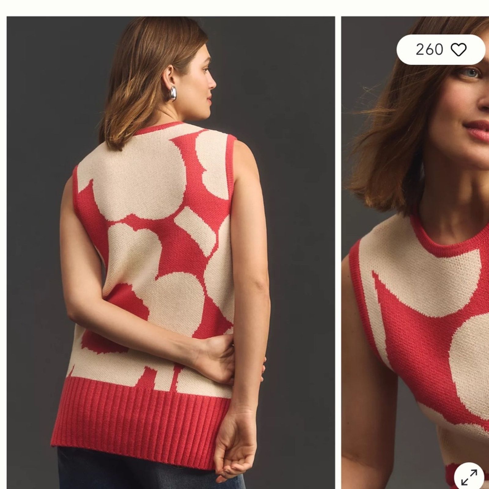 Marimekko Marimekko Tilma Unikko Knitted Wool Vest – White/Red Size XS Size XS / US 0-2 / IT 36-38 - 2 Thumbnail