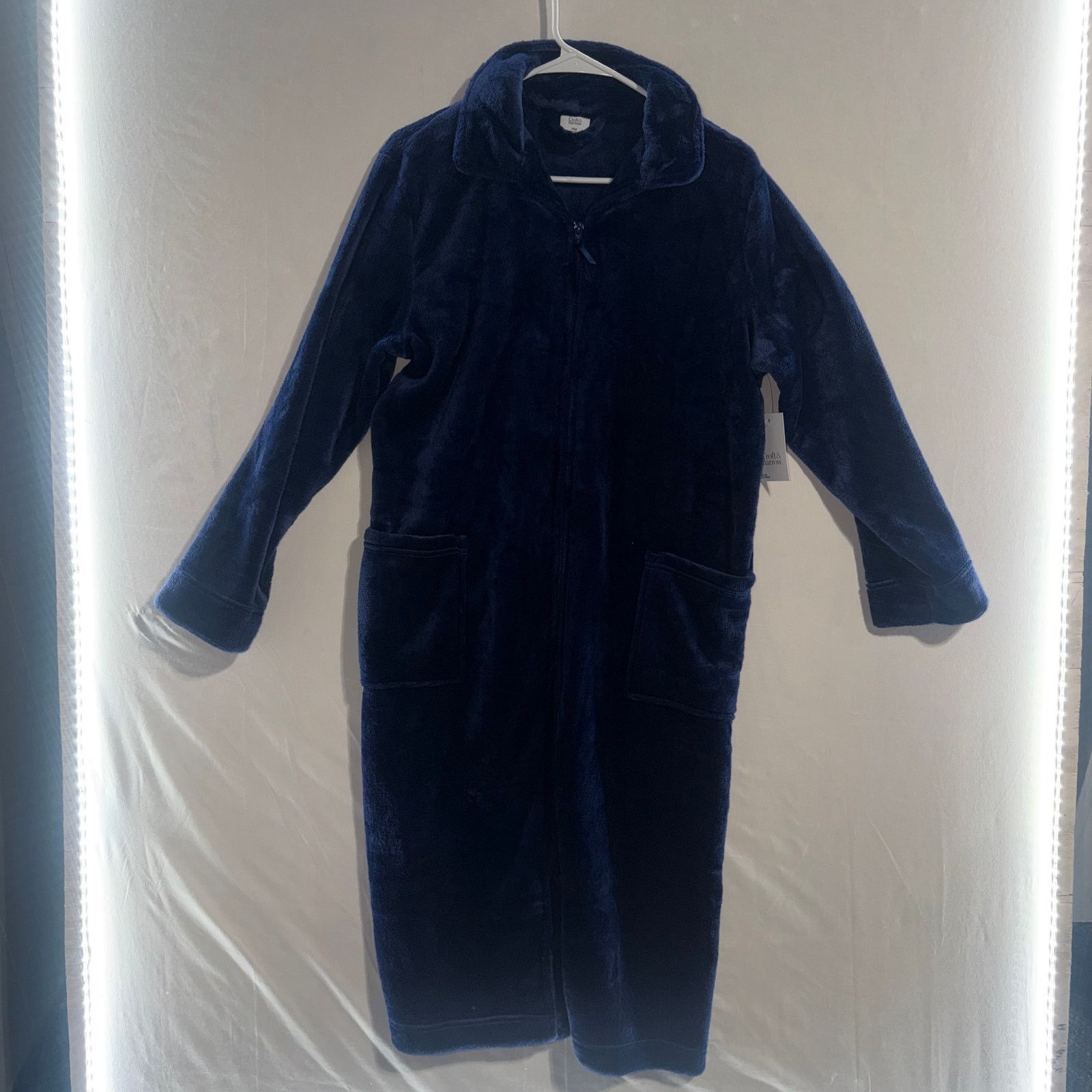 Croft & Barrow Croft & Barrow Petite Med Zip Front Plush Fleece Robe Navy Size ONE SIZE - 2 Thumbnail