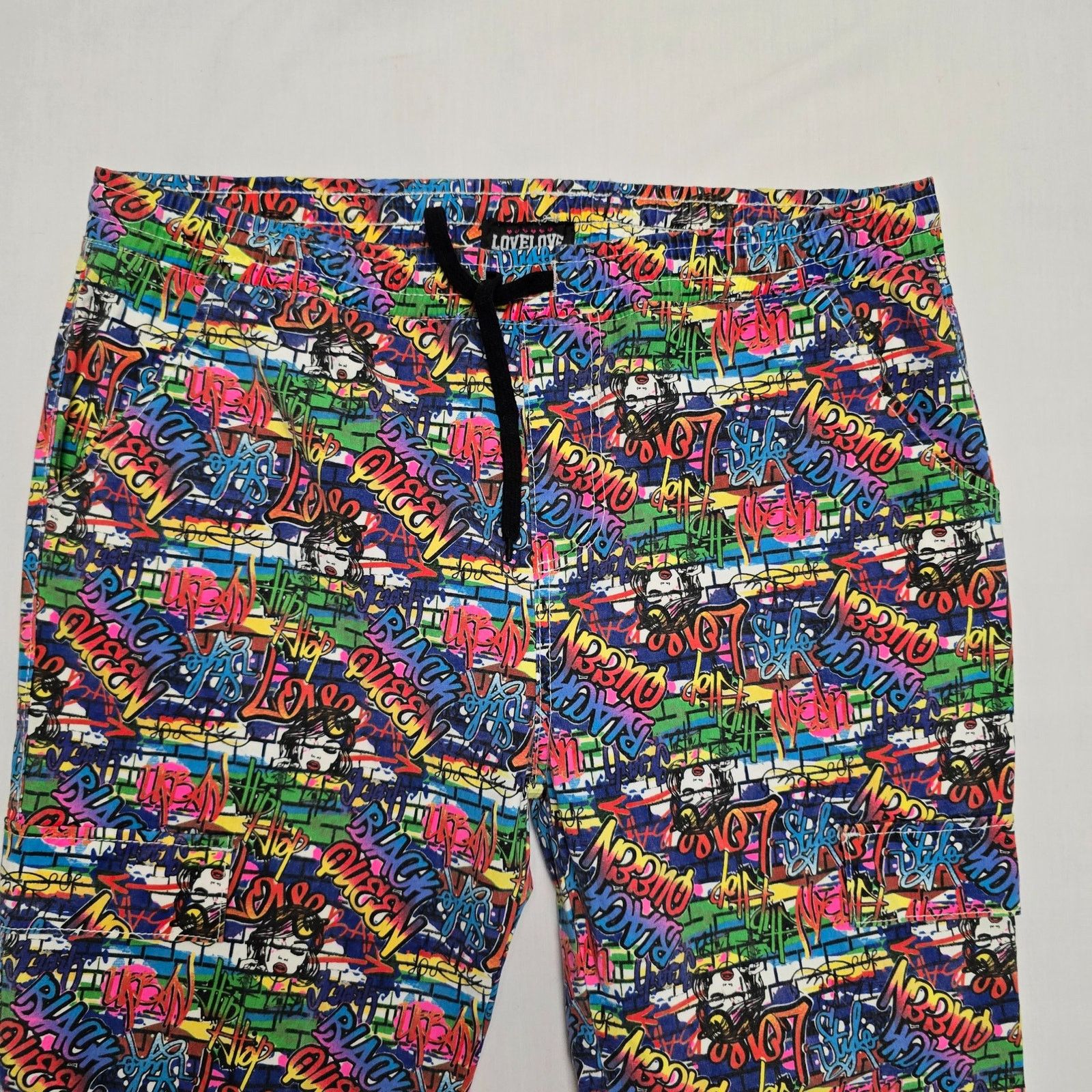 Loveless LoveLove Graffiti Print Jogger Pants 3X Colorful Streetwear Size 38" / US 16 / IT 52 - 2 Thumbnail