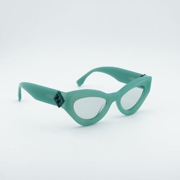 Fendi Fendi FE40146I 95N Sunglasses Shiny Green Cat Eye Frame Size ONE SIZE - 4 Thumbnail