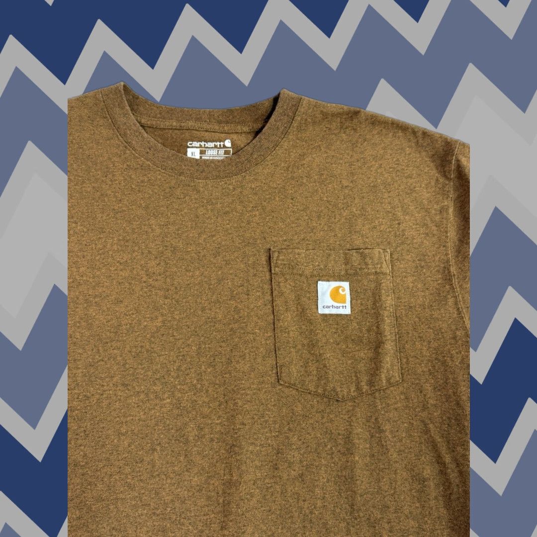 Carhartt Carhartt Shirt Mens XL Brown Loose Fit Short Sleeve Pocket Workwear Tee Size US XL / EU 56 / 4 - 1 Thumbnail
