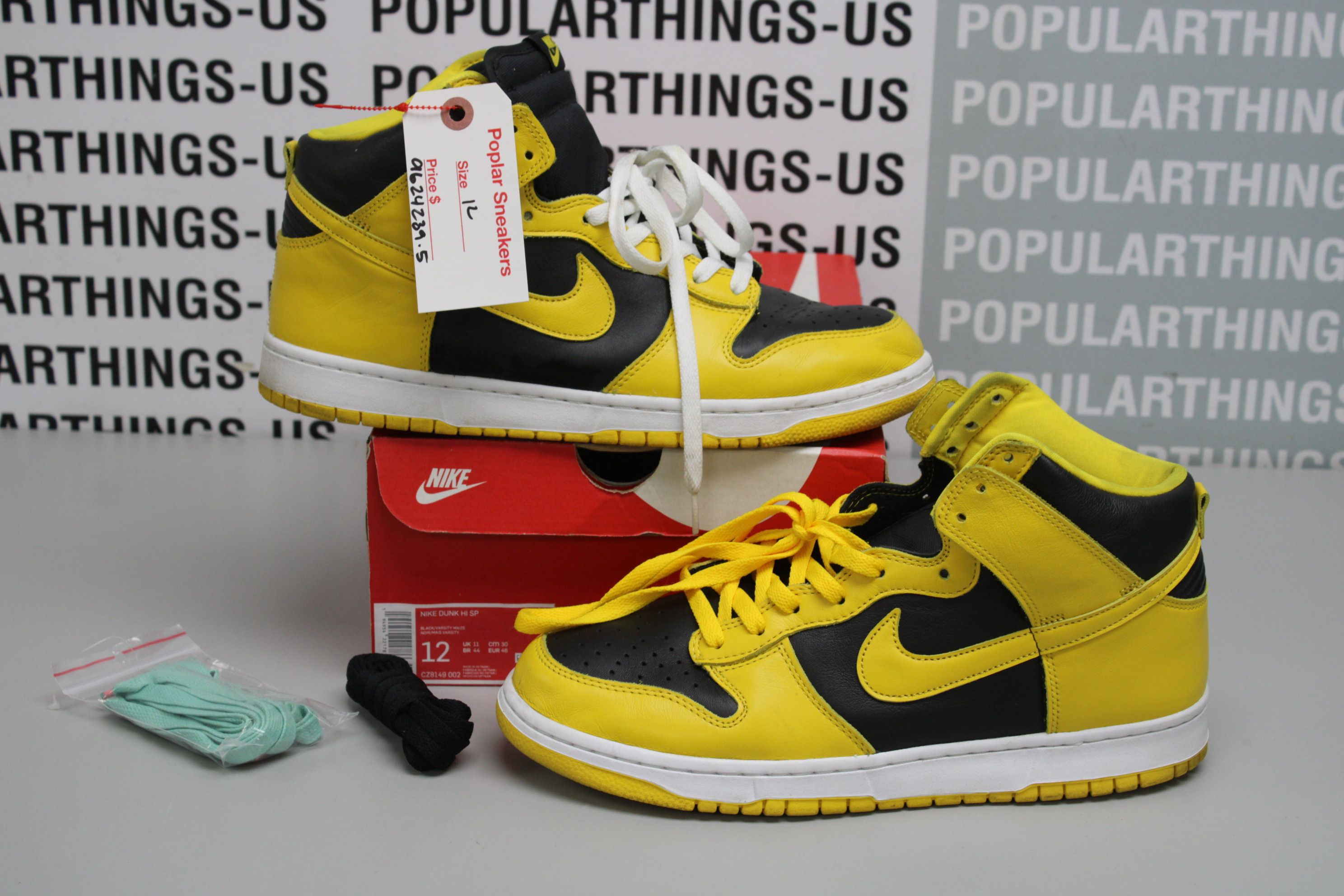 image of Nike Dunk Hi Sp Iowa Size 12 Shoes in Black Yellow, Men's