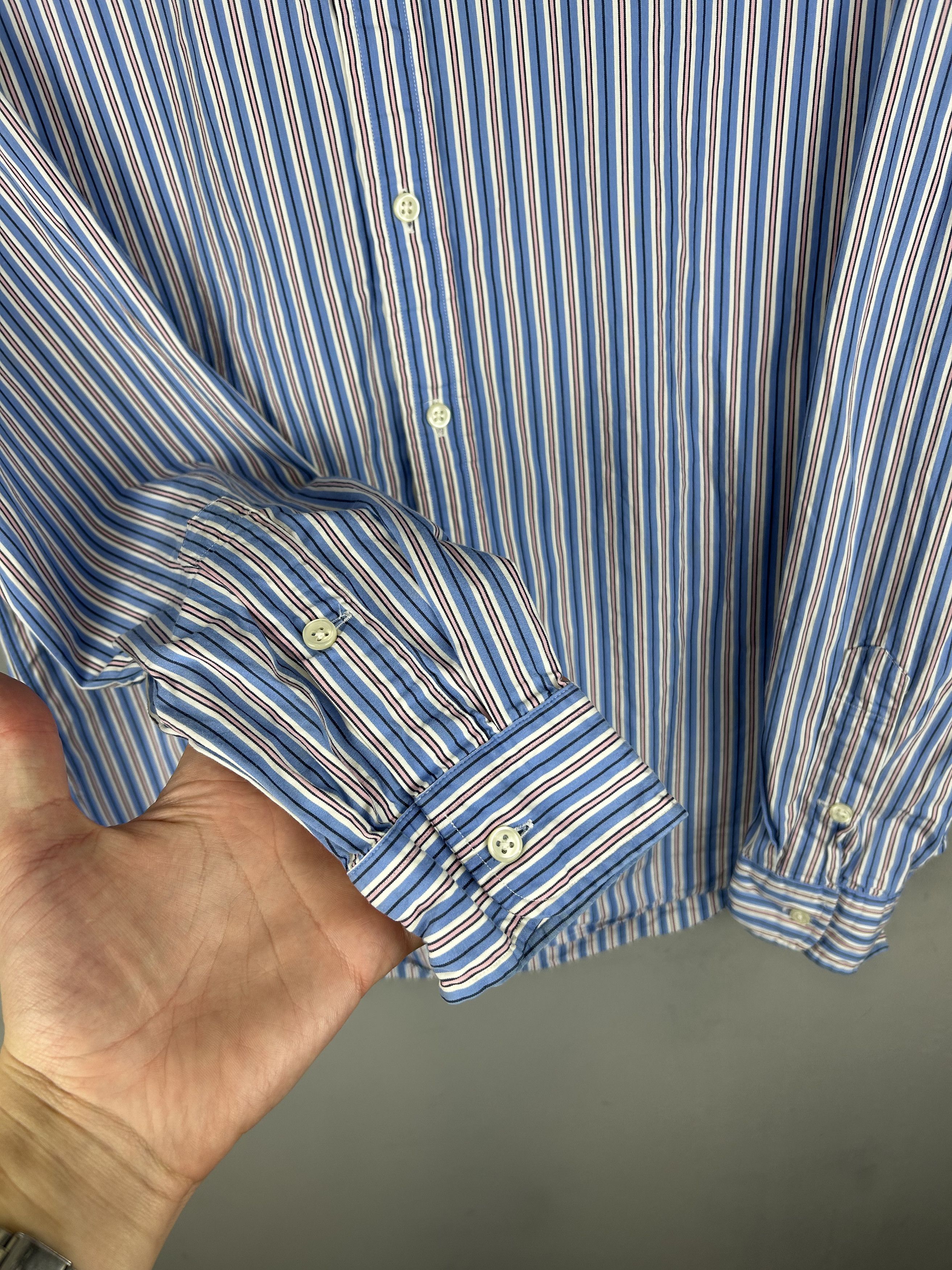 Polo Ralph Lauren × Ralph Lauren × Vintage Ralph Lauren Shirt Vintage Blue Striped Long Sleeve Button Size US L / EU 52-54 / 3 - 6 Thumbnail