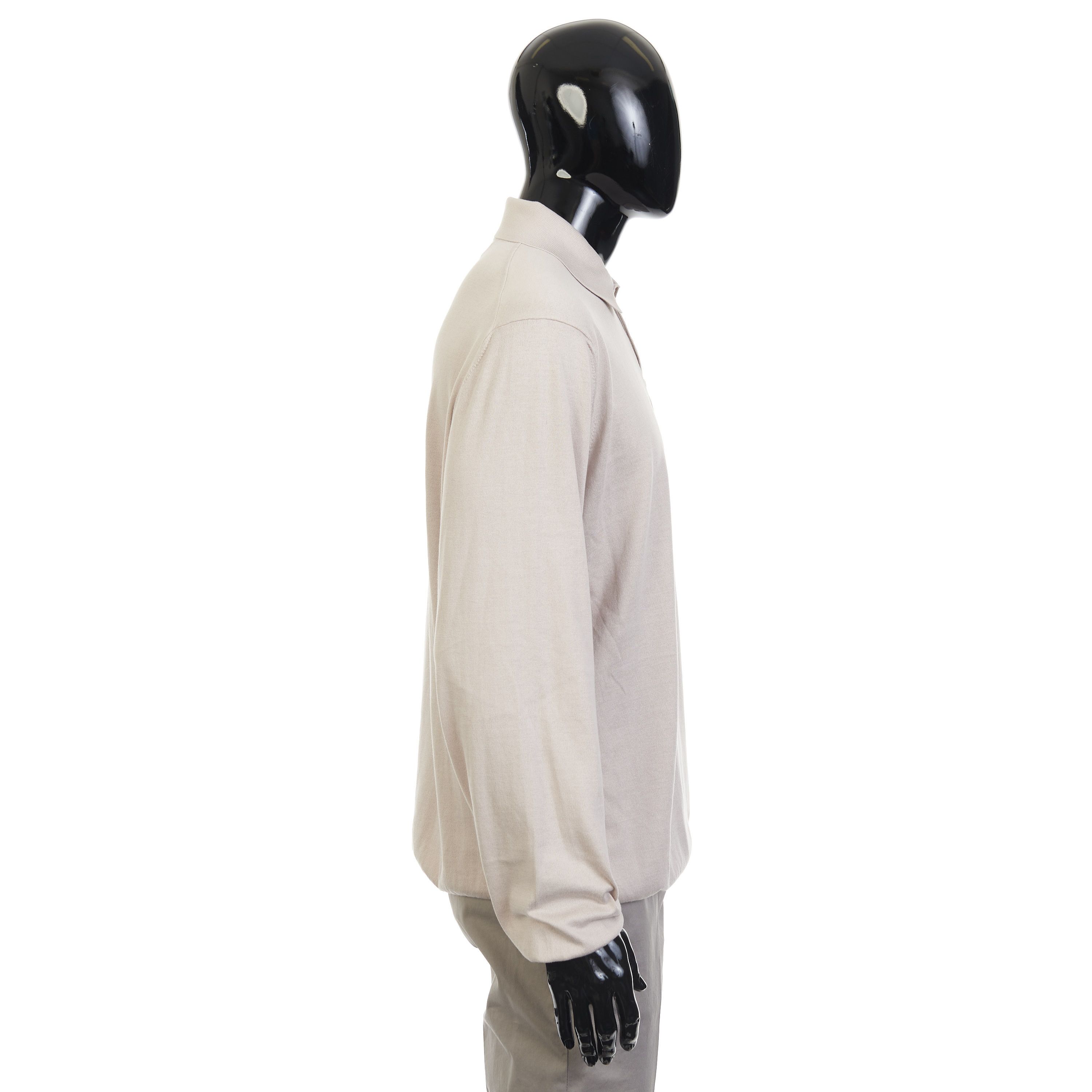 Brunello Cucinelli Beige Lightweight Cotton Knit Polo Shirt Size 60 Size US XXL / EU 58 / 5 - 7 Thumbnail