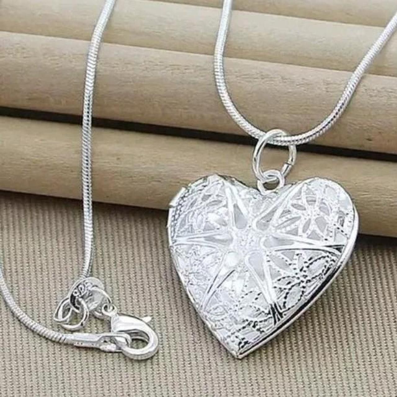 Other 925 Silver heart locket necklace, 55cm chain Size ONE SIZE - 1 Thumbnail