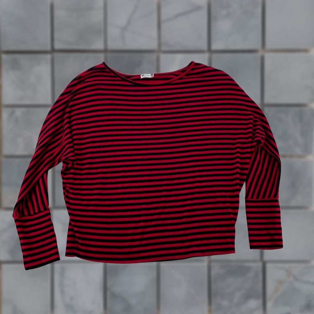 Vintage VINTAGE KUT from the Kloth Shirt Top Women 2XL Red Black Stripe Long Sleeve USA Shirt Size XXL / US 16-18 / IT 52-54 - 1 Thumbnail