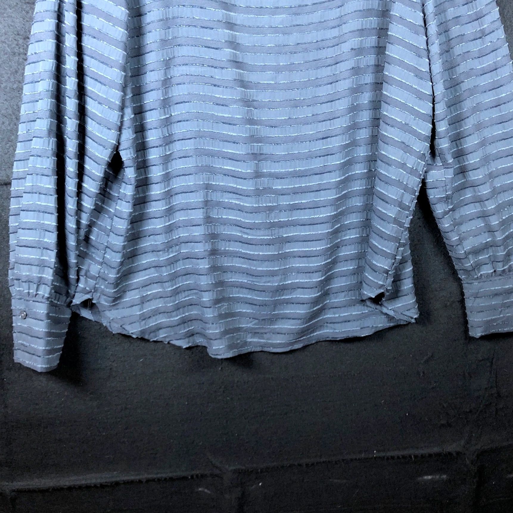 Loft loft Blouse Womens L Blue Striped Square Neck Long Sleeve Polyester Size L / US 10 / IT 46 - 3 Thumbnail