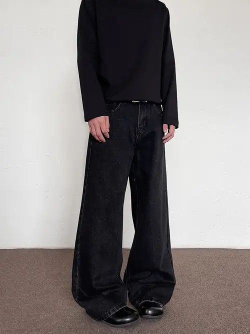 VIBE Black Baggy Wide Leg Jeans Size US 30 / EU 46 - 7 Thumbnail