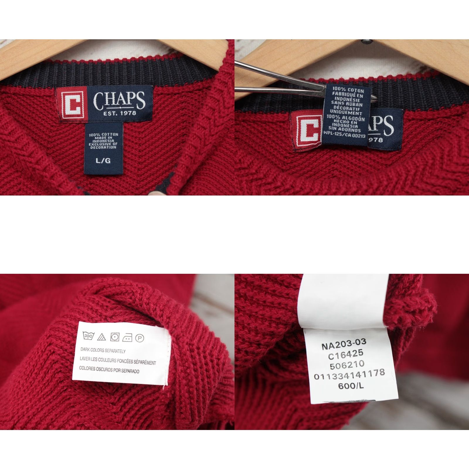 Chaps Chaps Ralph Lauren Sweater Men L Red Herringbone Ribbed Fisherman Preppy Pullover Knit Crew Neck Christmas Preppy Dad 100% Cotton Regular Style Logo Size US L / EU 52-54 / 3 - 8 Thumbnail