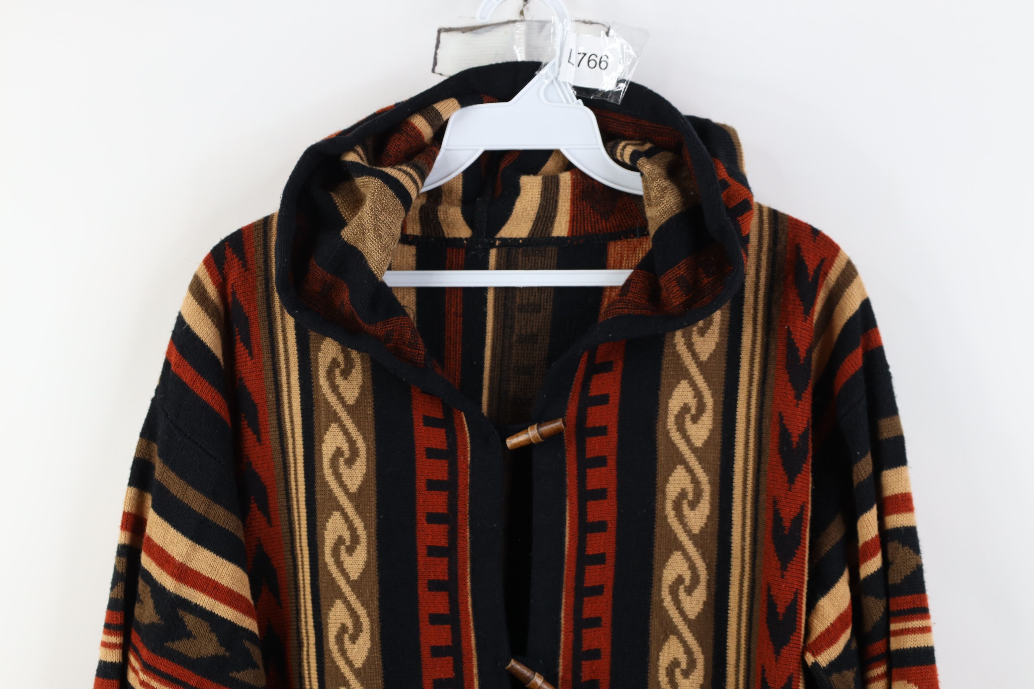 Vintage Vintage 60s 70s Boho Chic Babydoll Button Hooded Sweater Size M / US 6-8 / IT 42-44 - 2 Thumbnail