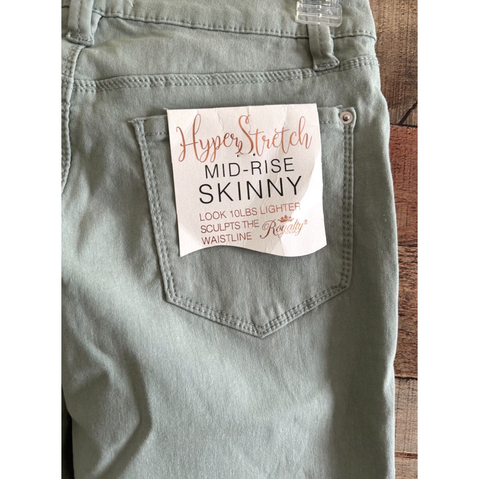 Vintage ROYALTY FOR ME Pants Mid-Rise Skinny Hyper Stretch Size 6 Aloe Green Size 28" / US 6 / IT 42 - 5 Thumbnail