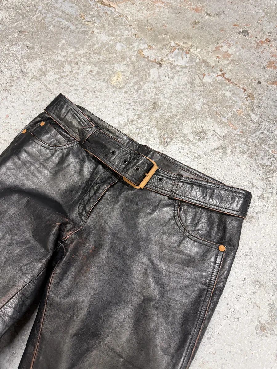 Jean Paul Gaultier 1990s Jean Paul Gaultier Black Belted Biker Leather Pants Size US 30 / EU 46 - 12 Thumbnail