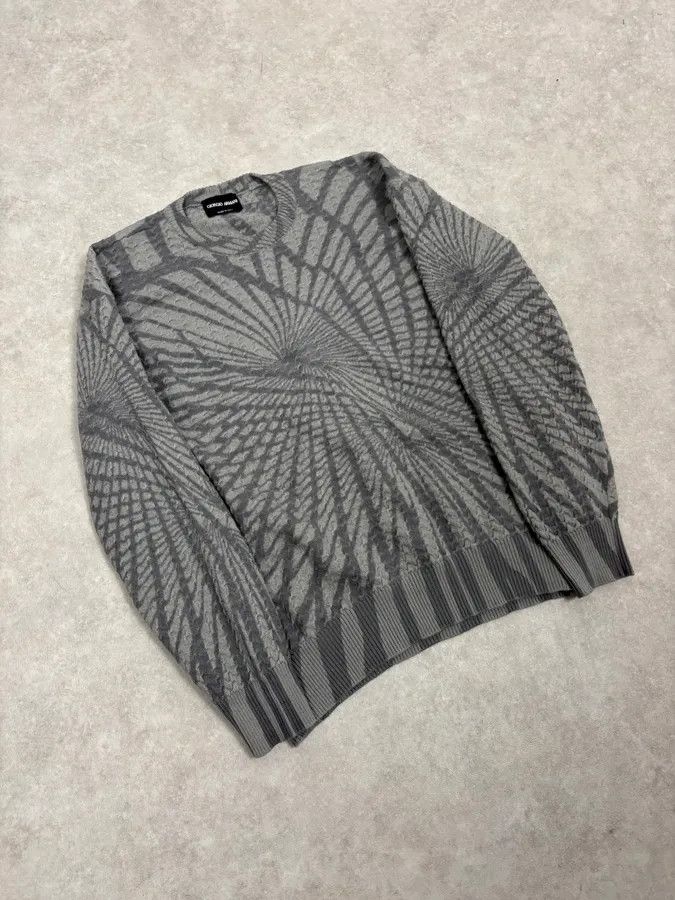 Giorgio Armani AW2013 Giorgio Armani Spiral Grey Wool Sweater Size XS / US 0-2 / IT 36-38 - 5 Thumbnail