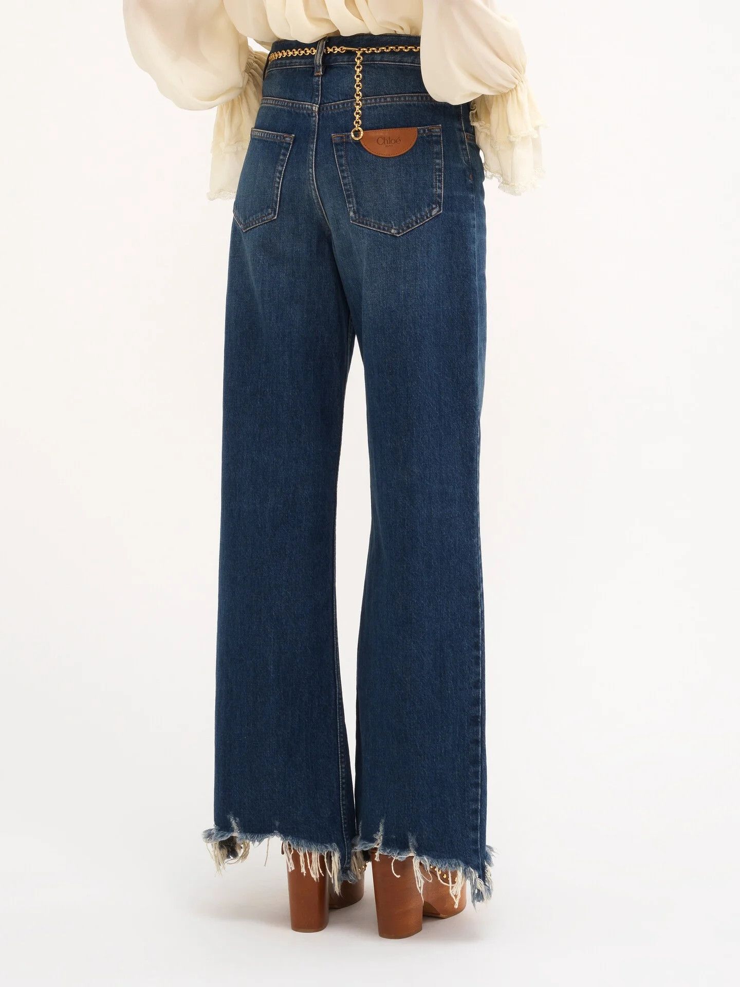 Chloe o1loc1c10226 Cropped Wide-Leg Jeans in Night Blue Size 27" / US 4 / IT 40 - 4 Thumbnail
