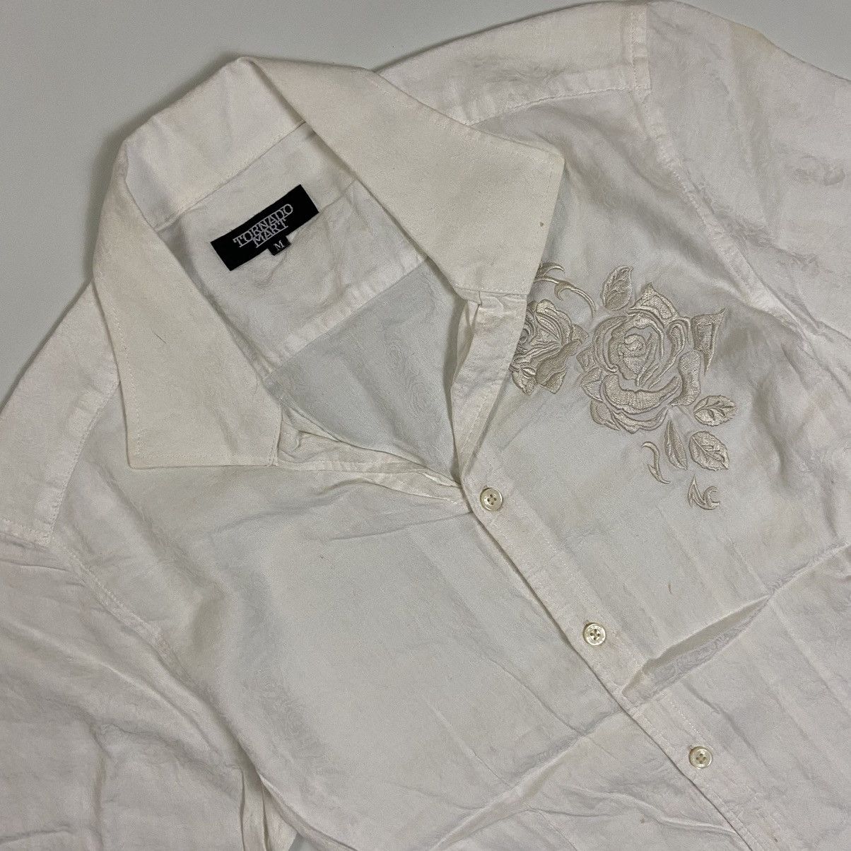 Tornado Mart Tornado Mart Rose Embroidery Button Up Shirt Size US M / EU 48-50 / 2 - 3 Thumbnail