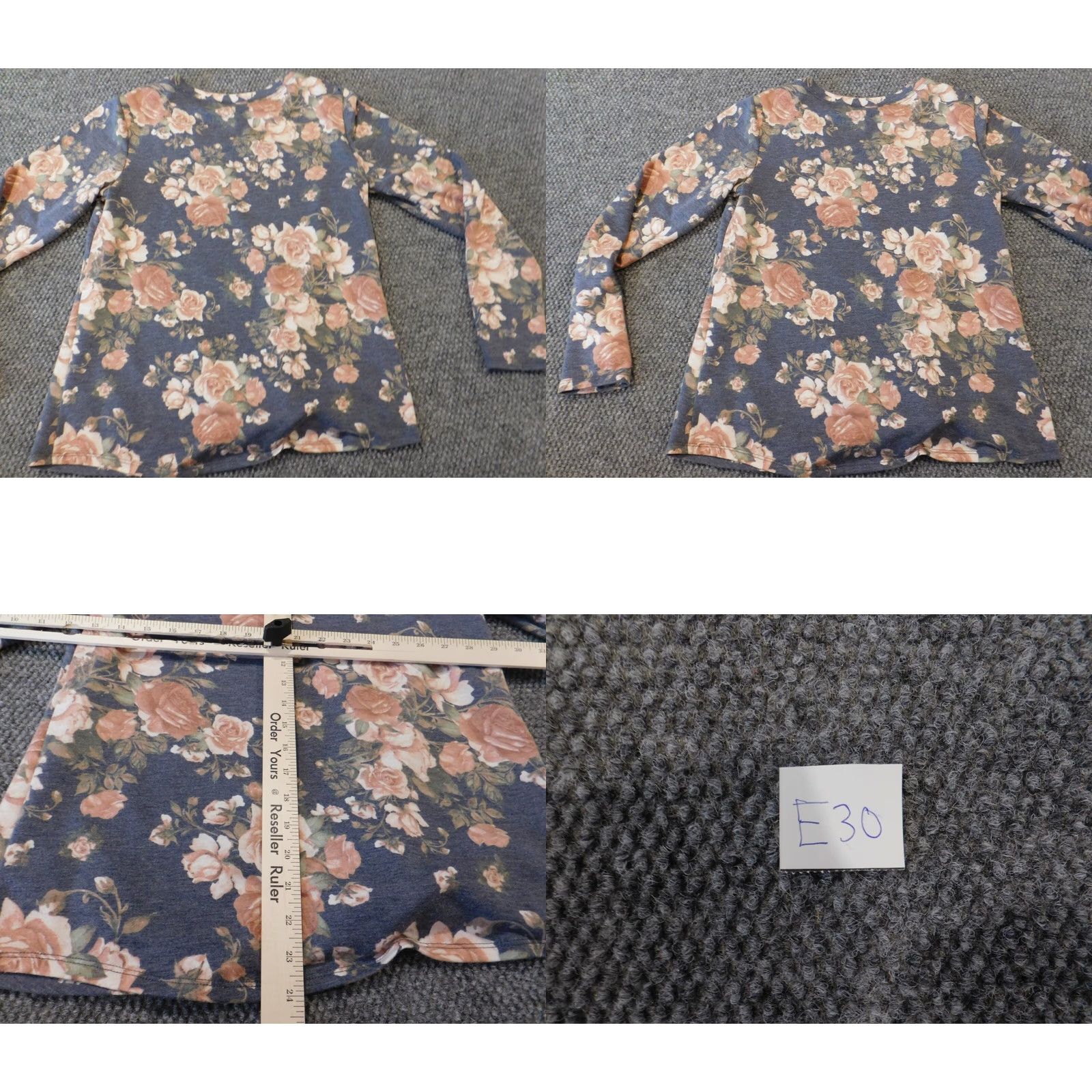 Vintage I.N. Studio Womens blouse Small blue floral pull over stretch long sleeve blouse Size S / US 4 / IT 40 - 8 Thumbnail