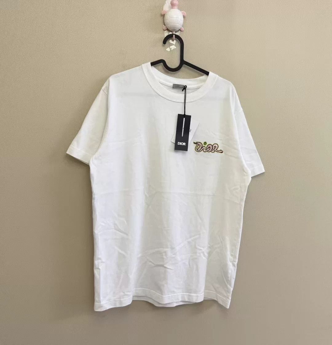Dior DIOR White Embroidered Snake Logo Short Sleeve Size US S / EU 44-46 / 1 - 1 Thumbnail