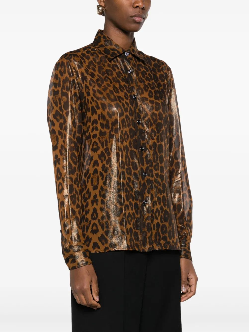 Tom Ford o1w1db10525 CA3255 Leopard Print Shirt in Brown/Black Size XXS / US 00 / IT 34 - 2 Thumbnail