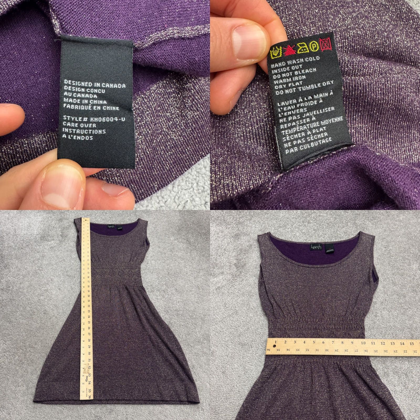 Vintage Kersh Purple Kersh Gold Metallic Sparkle Knit Smocked Waist A-Line Dress Womens Small Purple Size S / US 4 / IT 40 - 8 Thumbnail