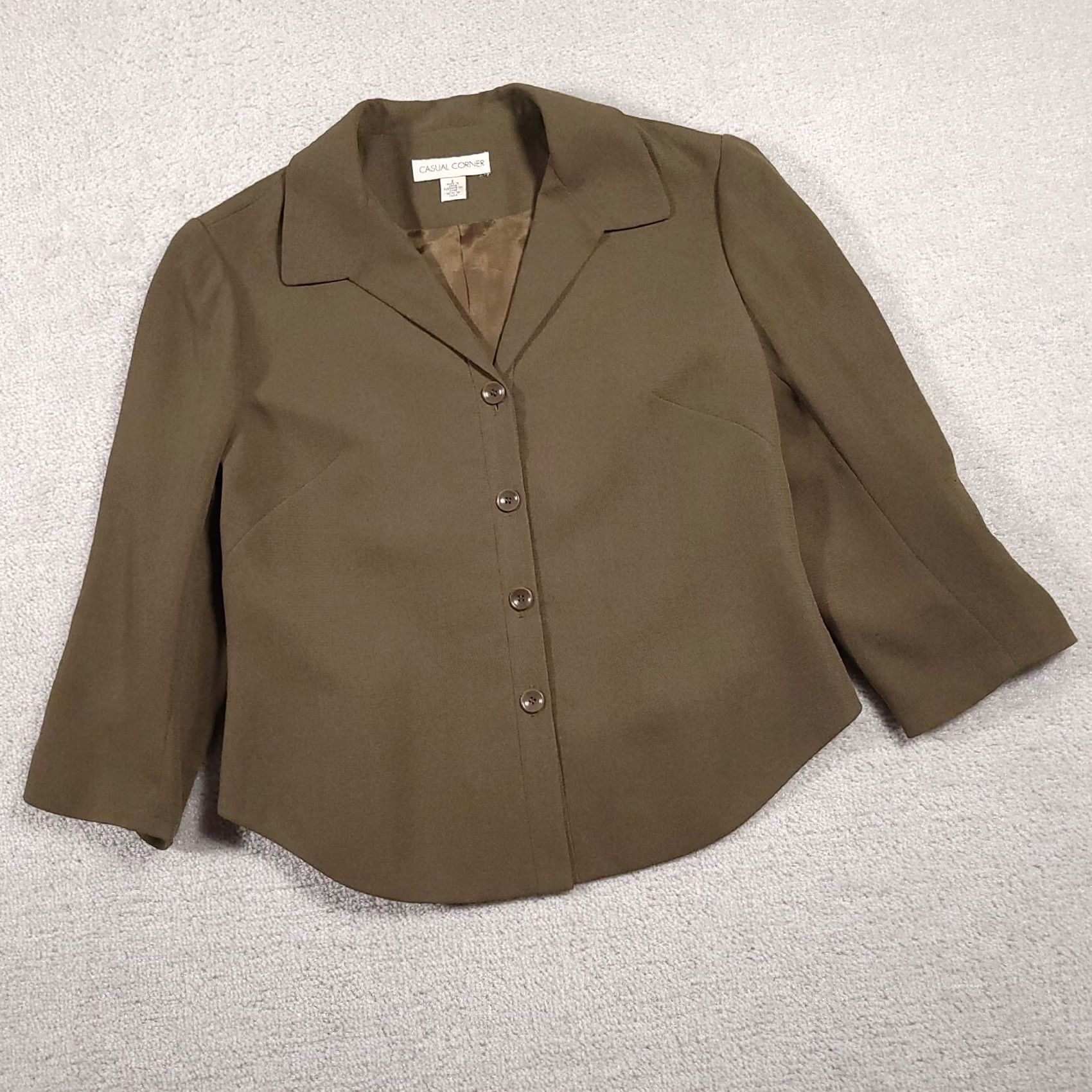 Vintage Casual Corner Shirt Womens L Brown Button Women Neck Business Blazer Lined Size L / US 10 / IT 46 - 2 Thumbnail