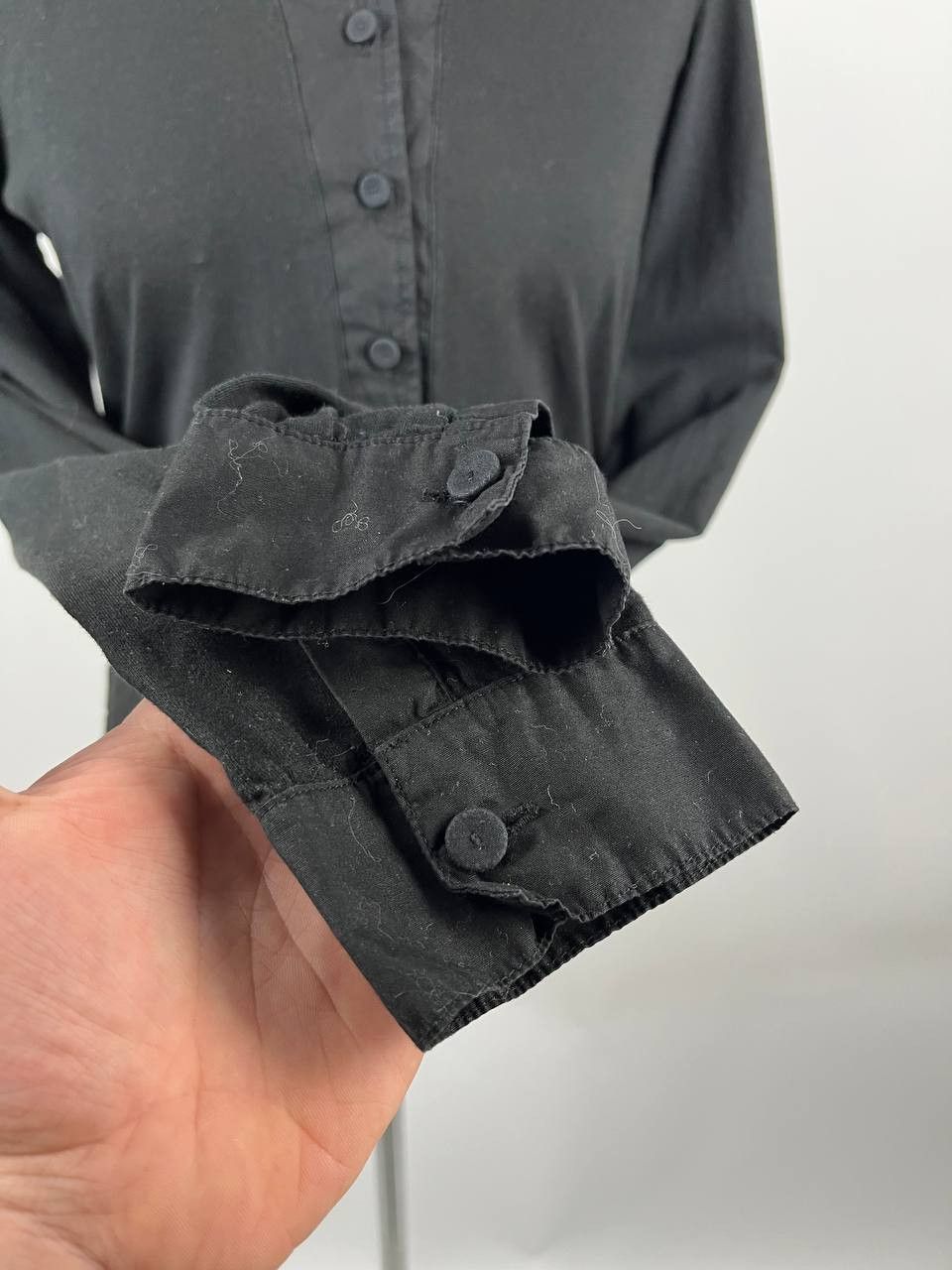 hannes roether Hannes Roether Black Cotton Slim Fit Button Up Blouse Size M Size M / US 6-8 / IT 42-44 - 5 Thumbnail