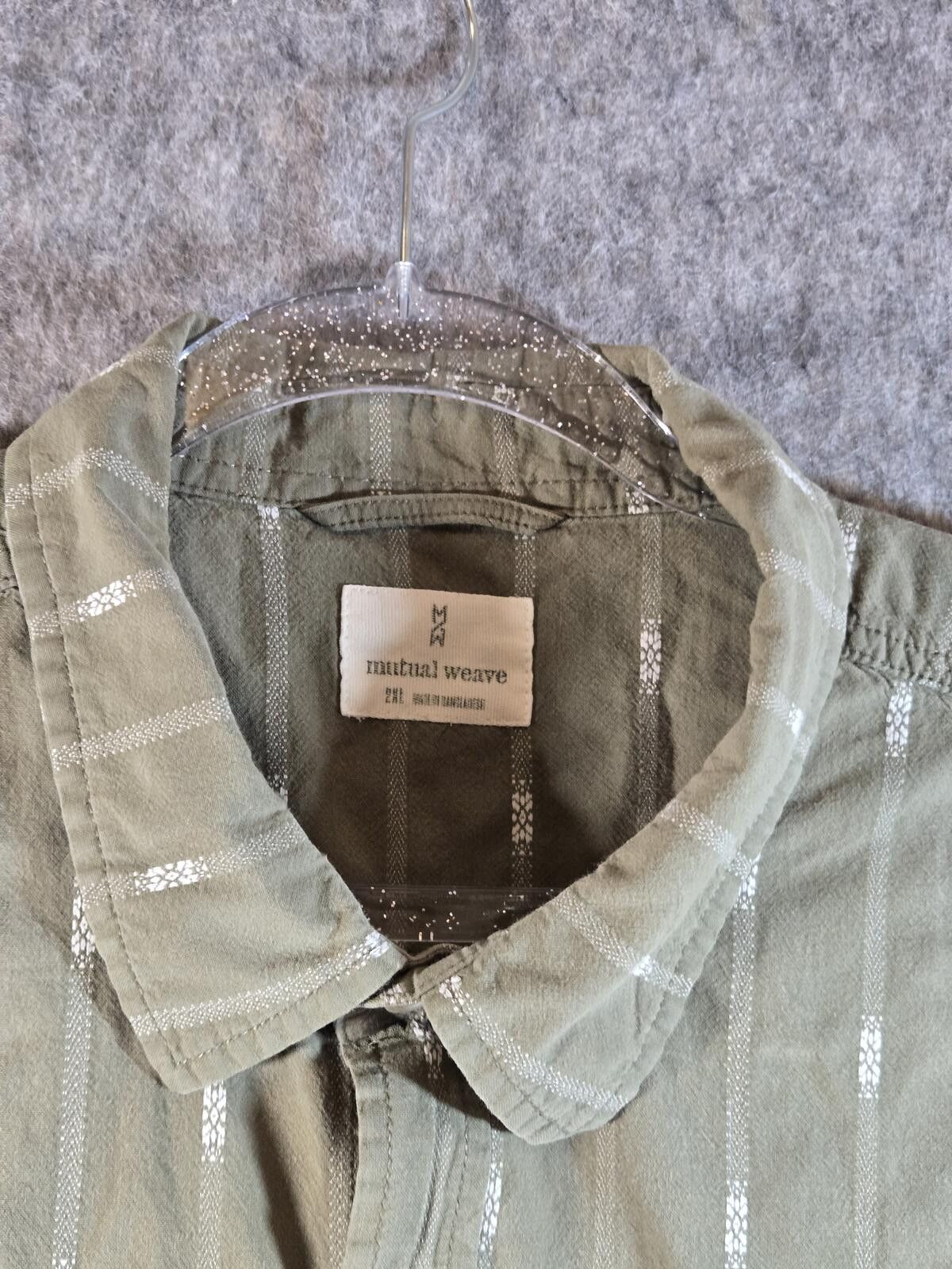 Other Olive 100% Cotton 2XL Stripe Button Down Shirt Boho Size US XXL / EU 58 / 5 - 3 Thumbnail