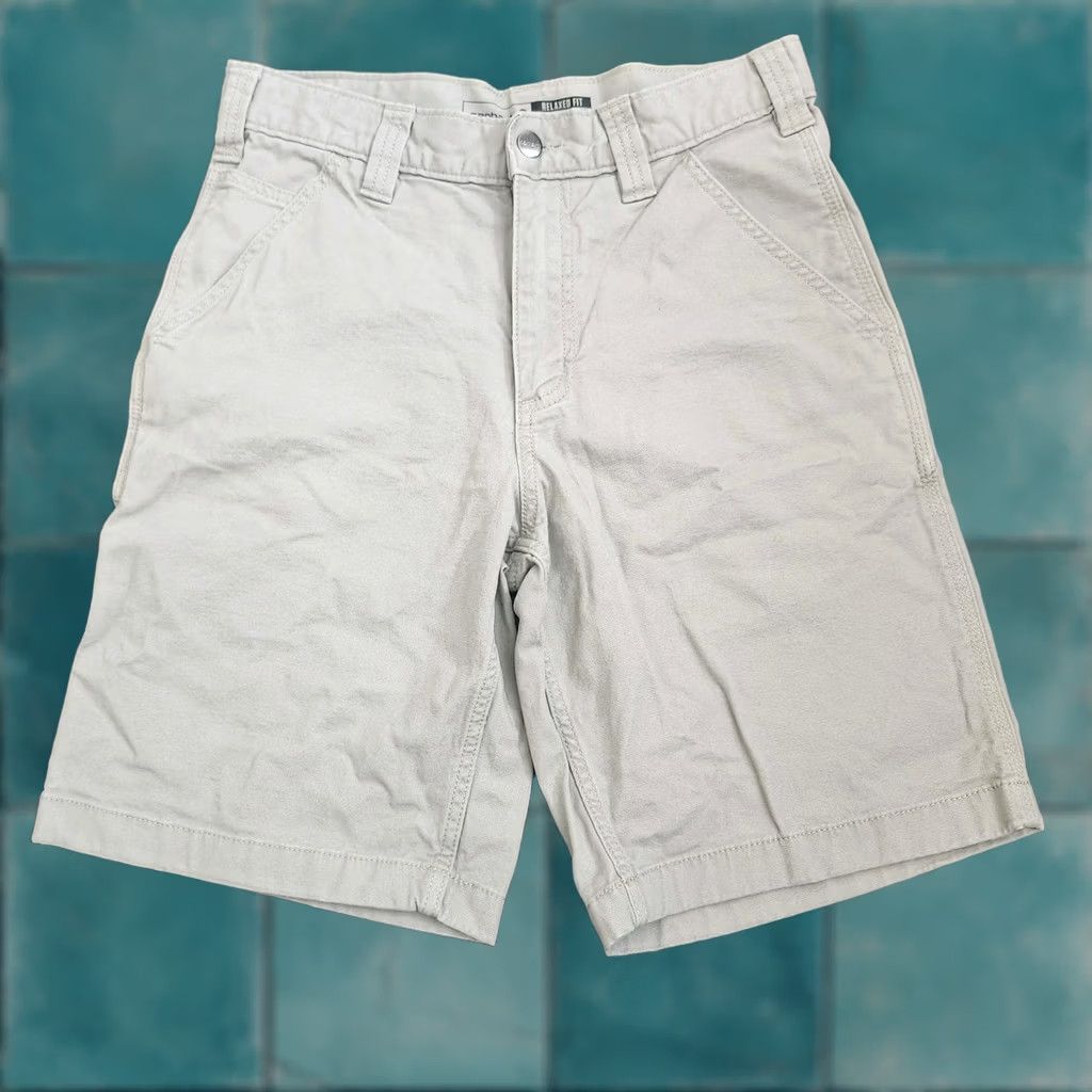 Carhartt Rugged Flex Relaxed Fit Canvas Shorts 30 Khaki Tan Mens Beige Cotton Spandex Chino Workwear Casual Outdoor 90s-0s
