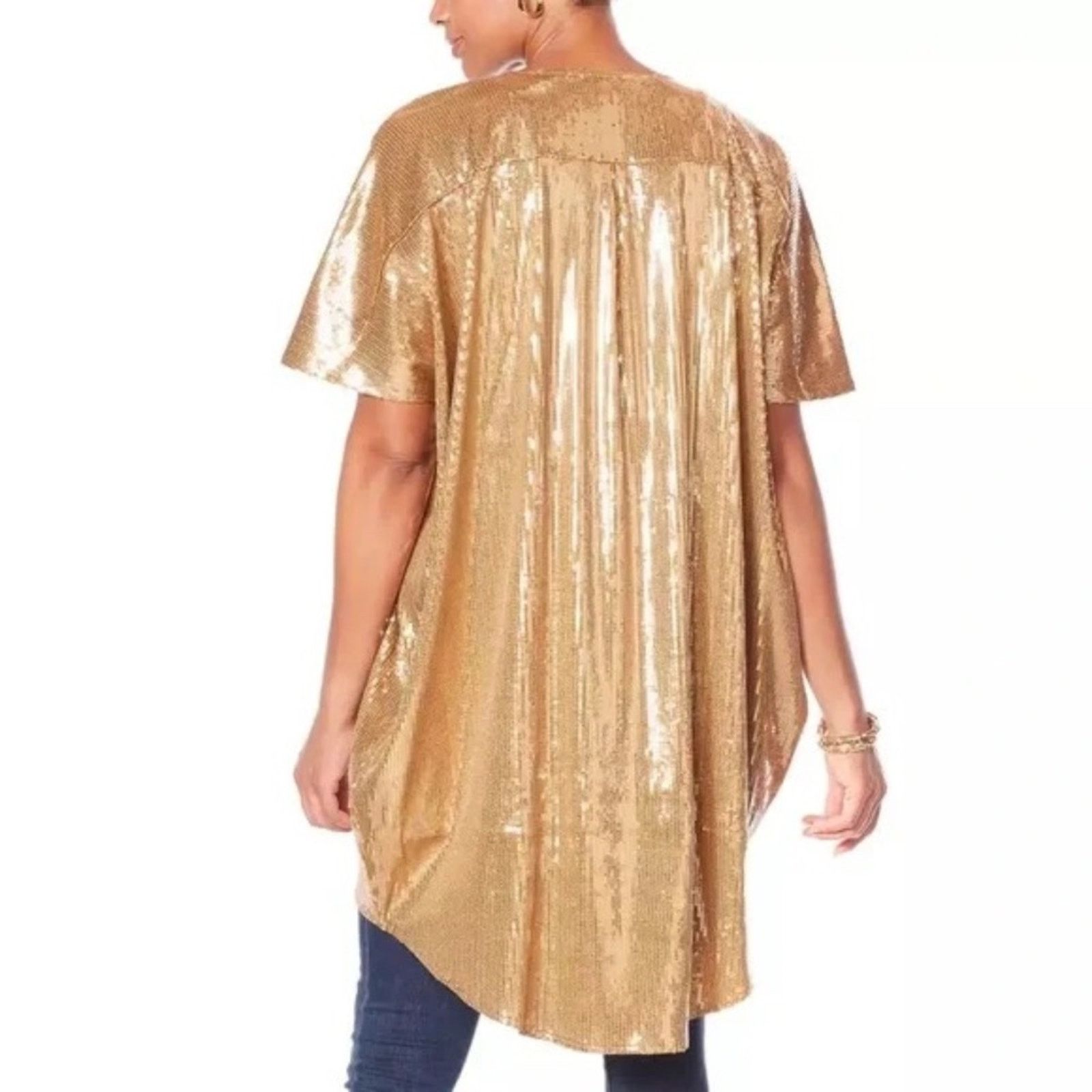 Other Shavonne Dorsey Silvia Sequin Kimono/Topper - Gold - size L Size L / US 10 / IT 46 - 5 Thumbnail