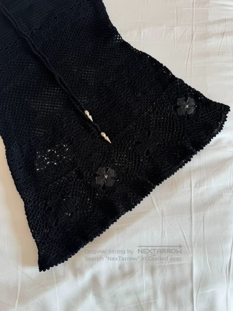 Chrome Hearts CHROME HEARTS Size S Cross-cut leather silver knit skirt Size S / US 4 / IT 40 - 2 Thumbnail