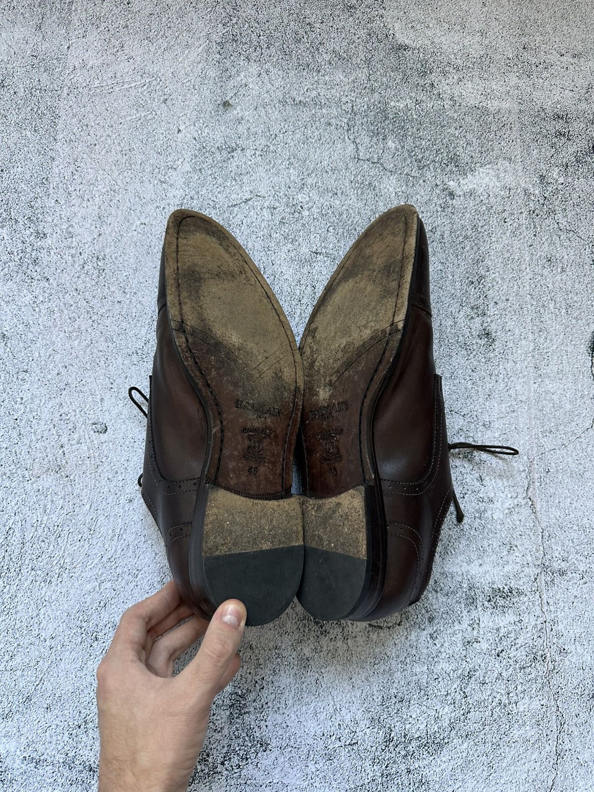Balmain Balmain Leather Classic Shoes Brown 45 EU Size US 11.5 / EU 44-45 - 5 Thumbnail