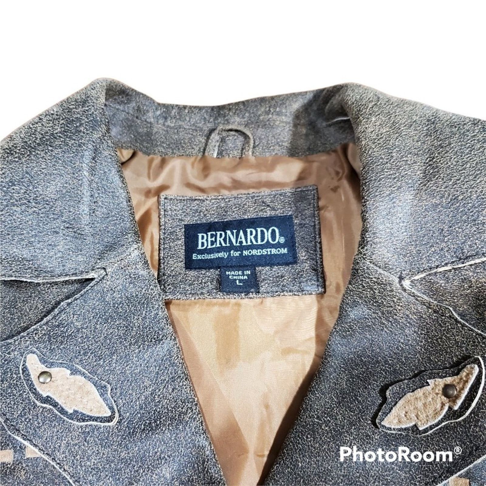 Nordstrom Bernardo | Brown Western Bohemian Leather Jacket |Size Large Size L / US 10 / IT 46 - 3 Thumbnail