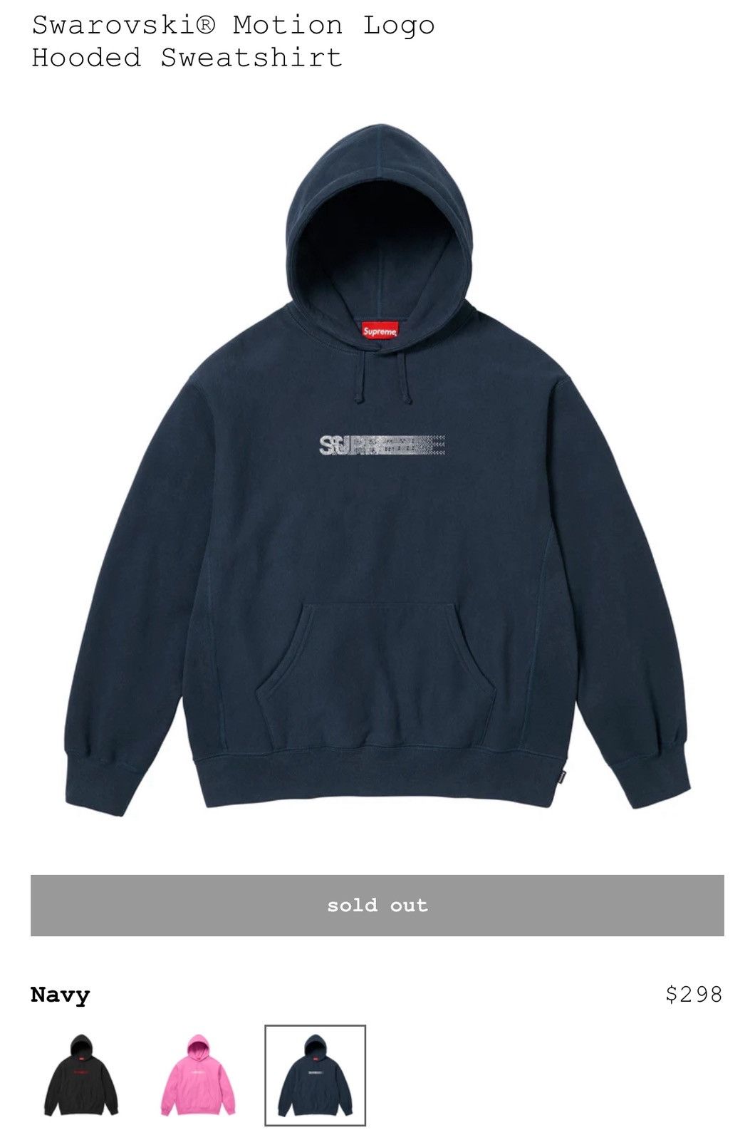 Supreme × Swarovski Supreme x Swarovski Motion Hooded NAVY Size M Size US M / EU 48-50 / 2 - 2 Thumbnail