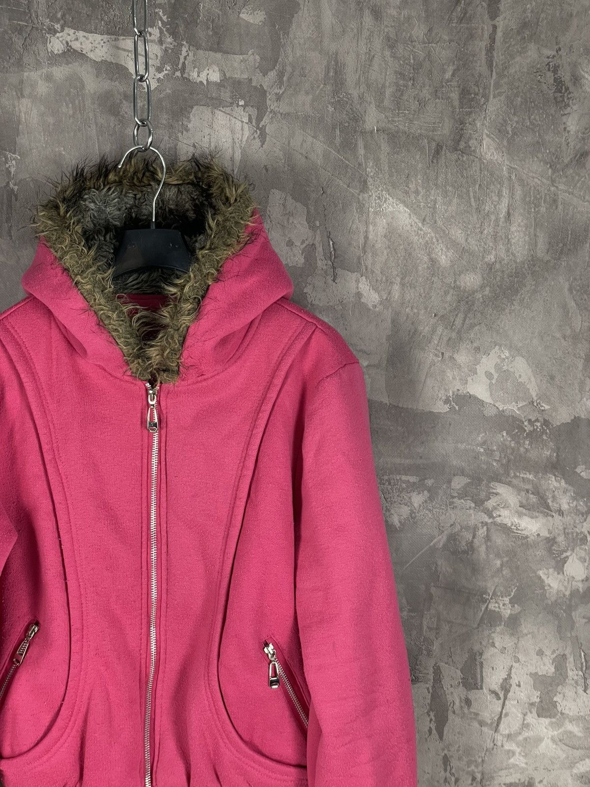 If Six Was Nine × Le Grande Bleu (L.G.B.) Pink fur hoodie is6was9 l.g.b. vibe swag y2k avant garde Size M / US 6-8 / IT 42-44 - 4 Thumbnail