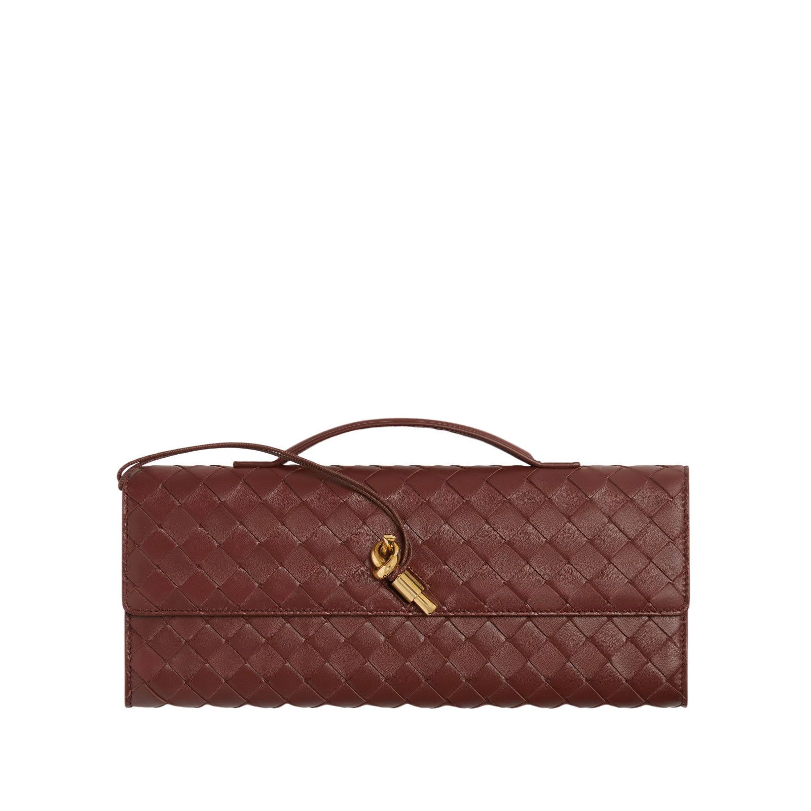 Bottega Veneta Andiamo $3500 Sapele Clutch New And Authentic