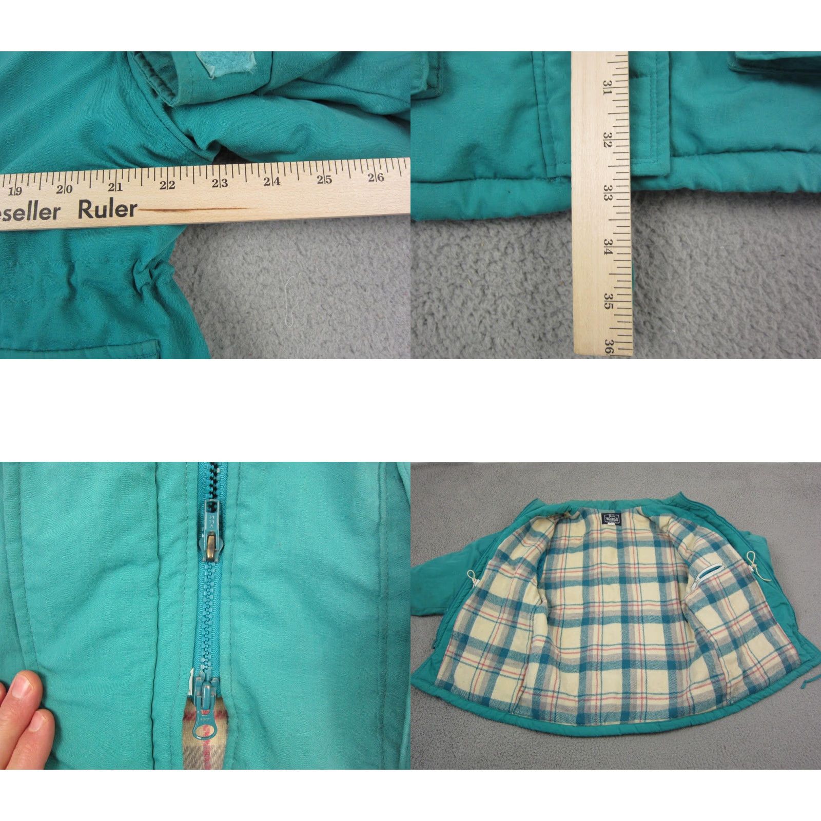 Vintage VINTAGE Woolrich Jacket Womens L Blue Solid Zip Parka 90s Wool Lining Size L / US 10 / IT 46 - 9 Thumbnail