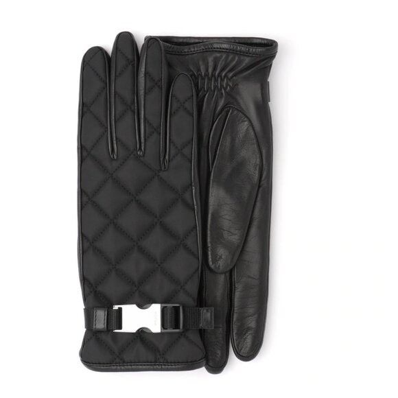 Prada Prada Quilted Engraved Silver Logo Buckle Cashmere Lined 7.5 Size ONE SIZE - 1 Thumbnail