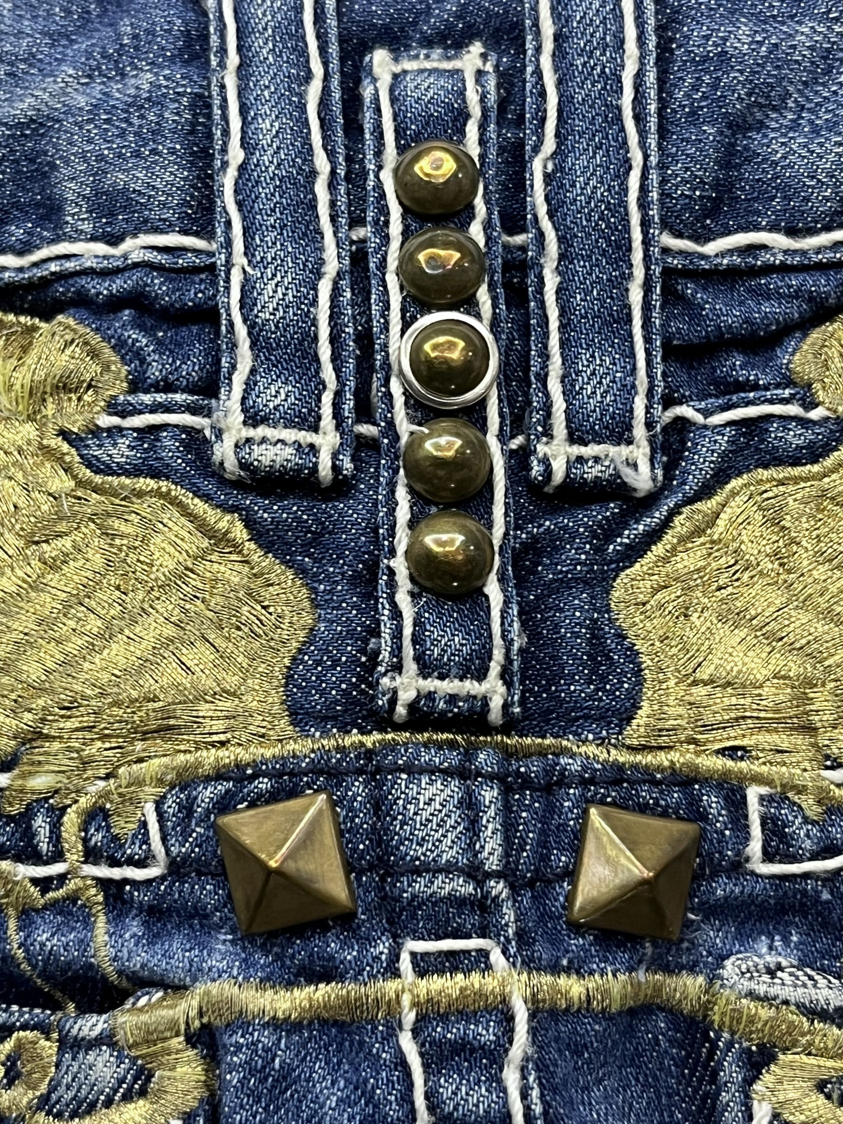 Robins Jeans 🔥ROBIN’S JEANS Gold Wings Embroidered Big Stitch Distressed Size US 38 / EU 54 - 6 Thumbnail