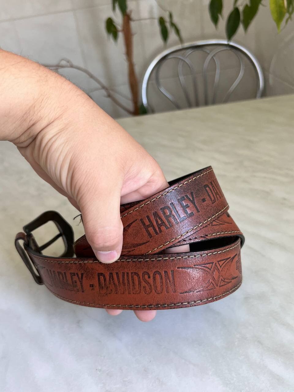 Vintage VINTAGE HARLEY DAVIDSON LEATHER BELT BROWN Size ONE SIZE - 7 Thumbnail
