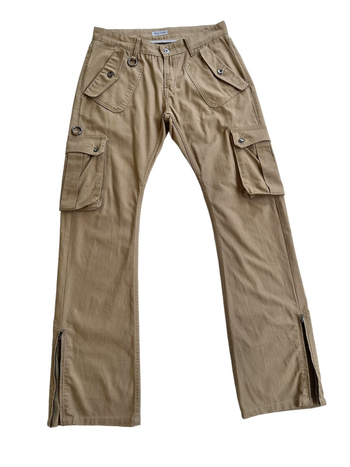 Japanese Brand Open Arms Flare Cargo Multipocket Pants Size US 32 / EU 48 - 3 Thumbnail