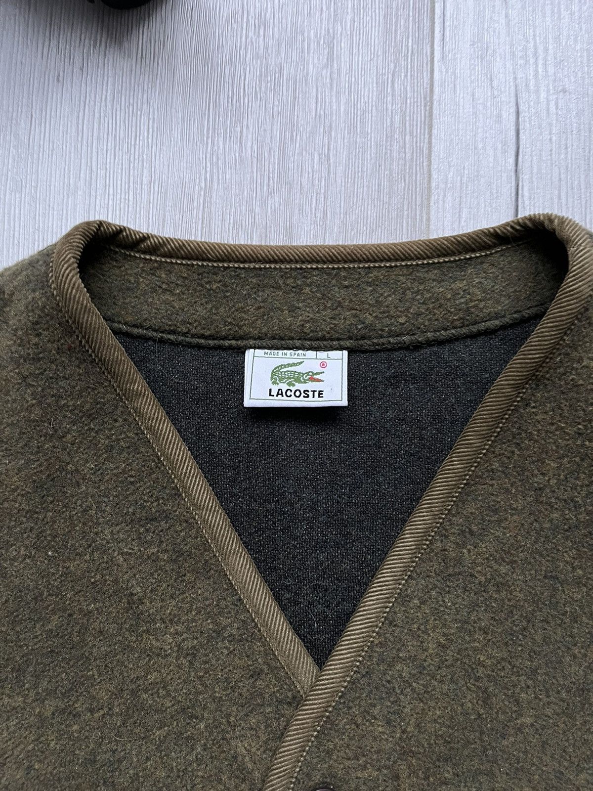 Lacoste × Vintage Vintage 00s Dark Green Lacoste Wool Sweater Button Up Vest Size US L / EU 52-54 / 3 - 6 Thumbnail