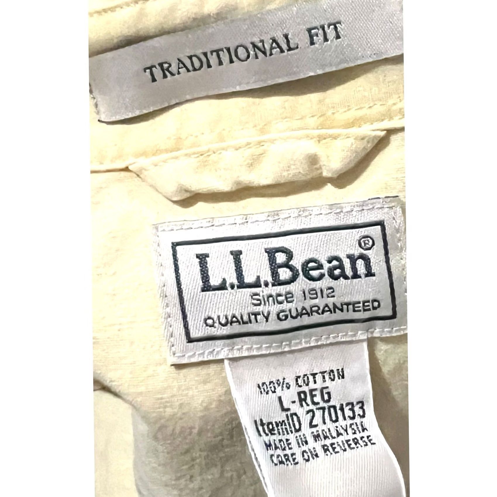 Vintage VINTAGE L.L. Bean Shirt Button-Up Men's Large Cotton Heavyweight Yellow Casual Twill Button-Up Long Sleeve Regular Mens Size US L / EU 52-54 / 3 - 3 Thumbnail