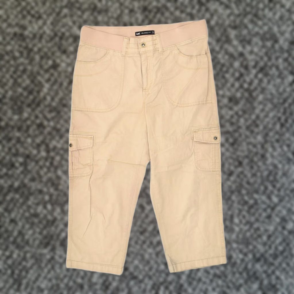 Lee LEE Womens Relaxed Fit Capri Cargo Trousers US 10 W32 L21 Beige Cotton Size 36" / US 14 / IT 50 - 1 Thumbnail
