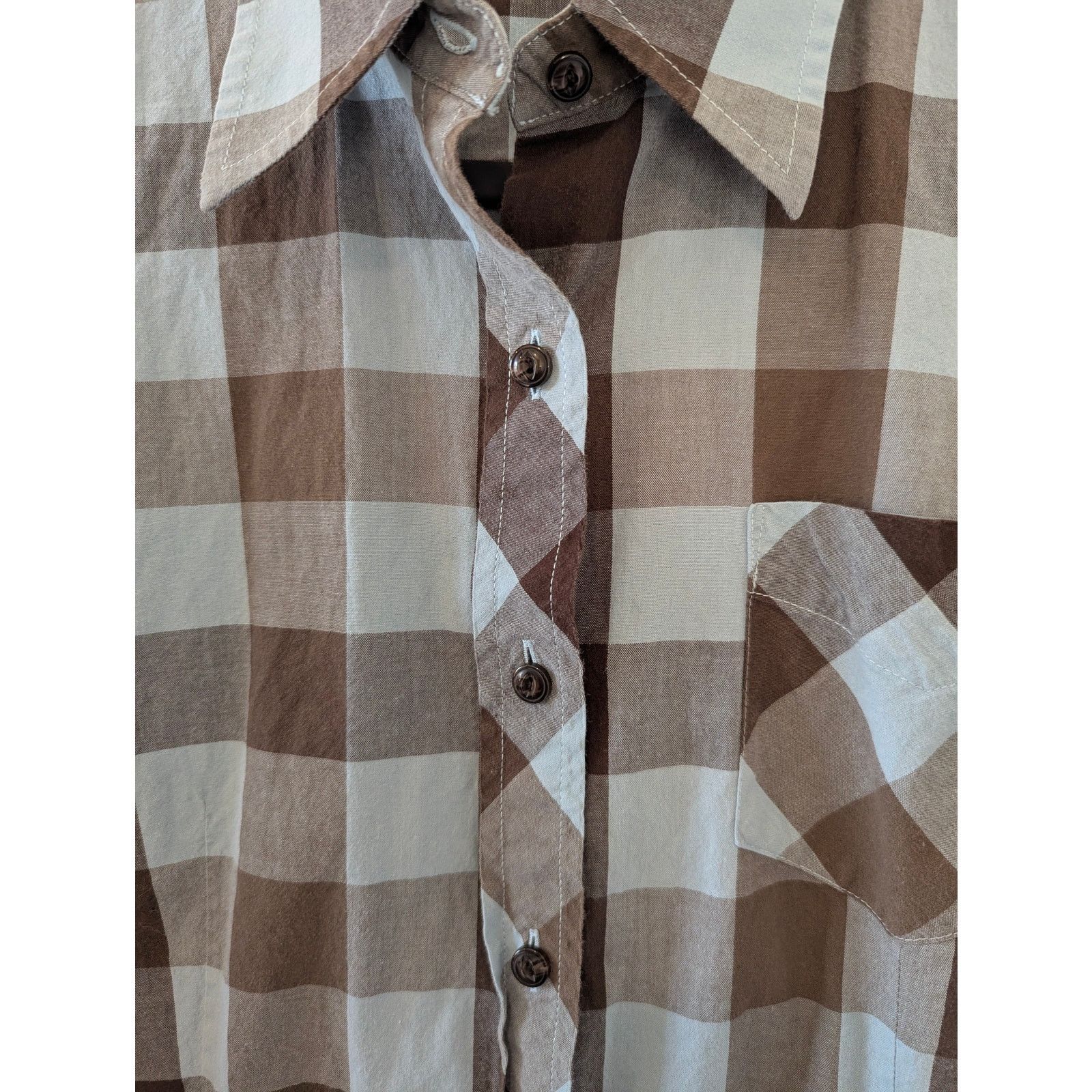 L.L. Bean L.L. Bean Blue Brown Buffalo Plaid Cotton Button Down Sz 10 Size L / US 10 / IT 46 - 4 Thumbnail