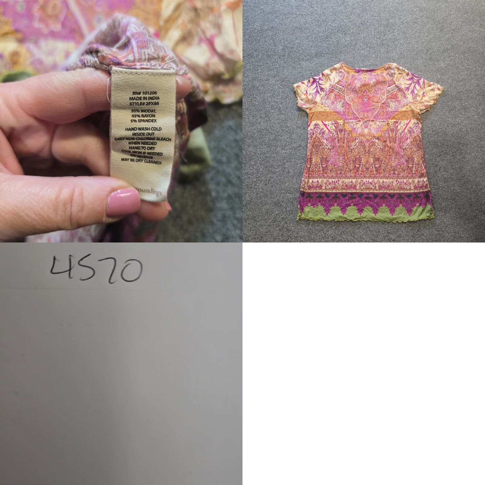 Soft Surroundings Soft Surroundings T-Shirt Womens Large Pink Tan Paisley Watercolor Bohemian Artsy Casual Size L / US 10 / IT 46 - 8 Thumbnail
