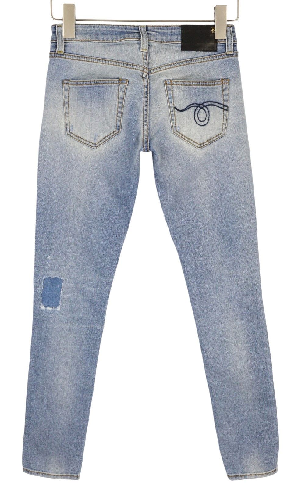 R13 ALISON CROP 24 Light Destroyed Faded Patches Distress 86480 Size 24" / US 00 / IT 34 - 2 Thumbnail