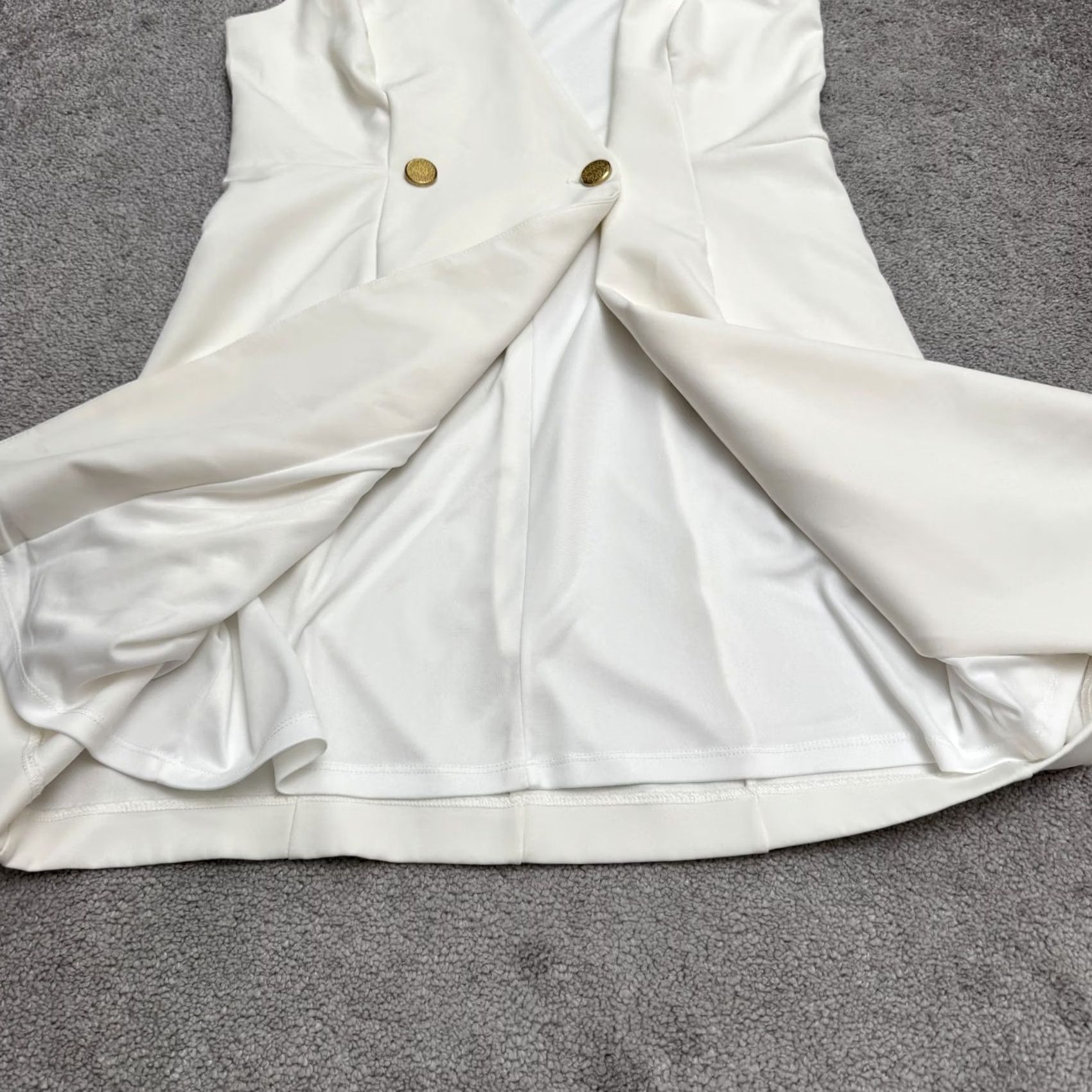 Bebe BeBe Mini Dress Womens Small Ivory Gold Button Asymmetrical Vest Sleeveless Size S / US 4 / IT 40 - 4 Thumbnail