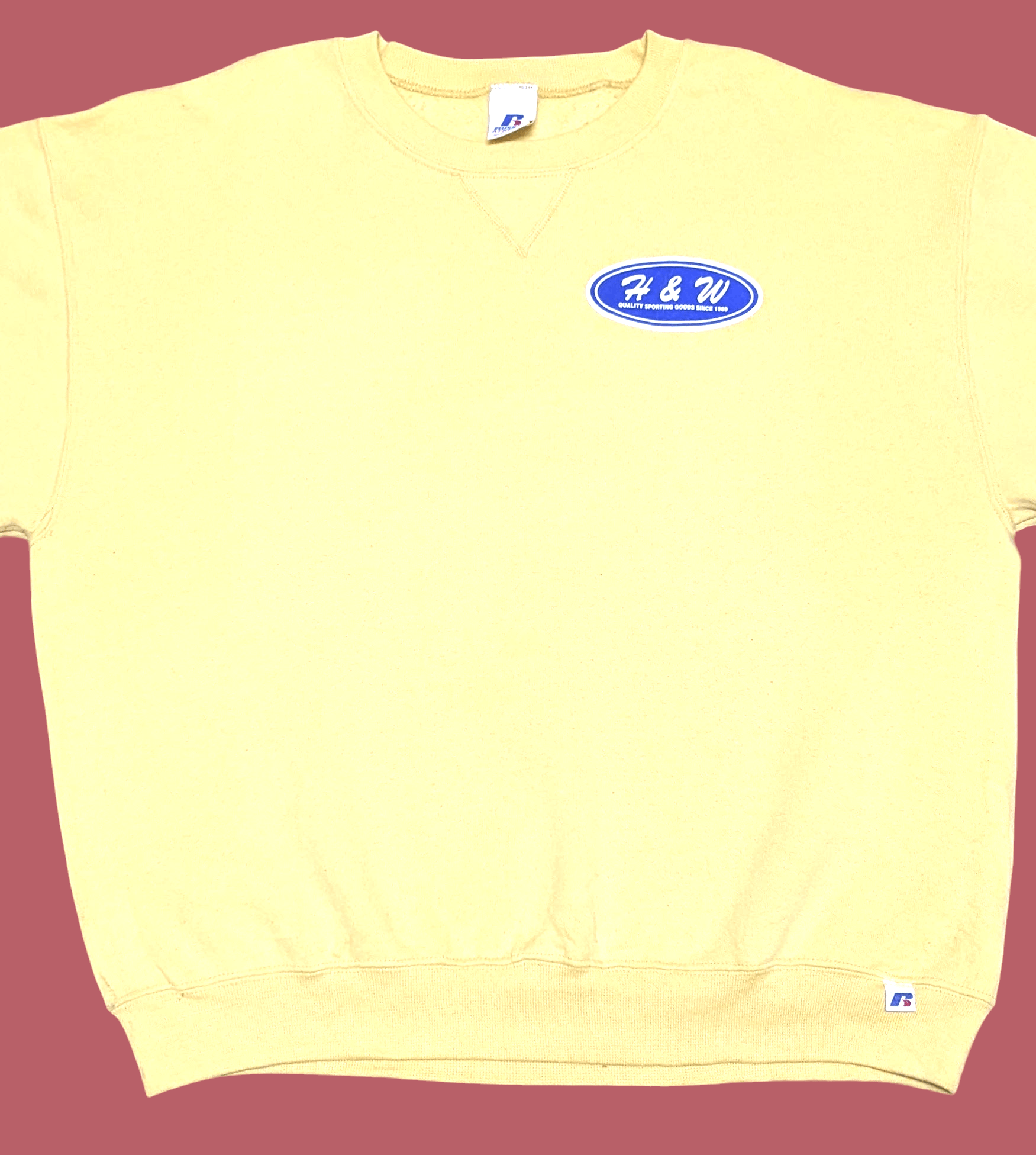 Russell Athletic × Vintage Vintage 90s Russell Athletic Mustard Blank Sweatshirt Size US L / EU 52-54 / 3 - 3 Thumbnail